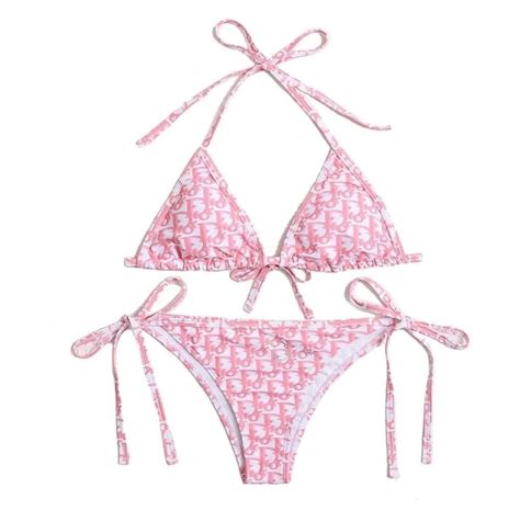 christian dior swimsuit pink|Dior high waisted bikini.